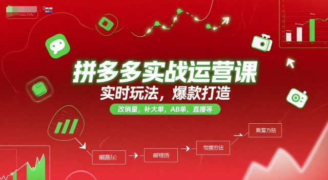 拼多多实战运营课，实时玩法，爆款打造，改销量，补大单，AB单，直播等(更新2025月)-叮当猫聊项目