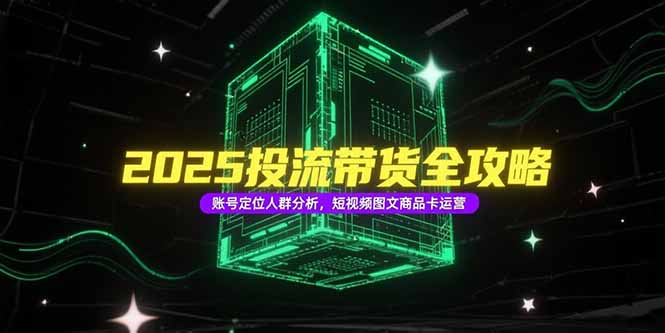 2025投流带货全攻略，账号定位人群分析，短视频图文商品卡运营-叮当猫聊项目