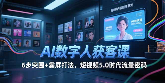 AI数字人获客课，6步突围+霸屏打法，短视频5.0时代流量密码-叮当猫聊项目