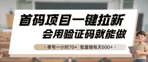 首码项目一键拉新，会用验证码就能做 单号一小时70+，批量做每天5张【揭秘】-叮当猫聊项目