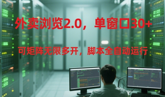 外卖浏览2.0，单窗口30+可矩阵无限多开，脚本全自动运行【揭秘】-叮当猫聊项目