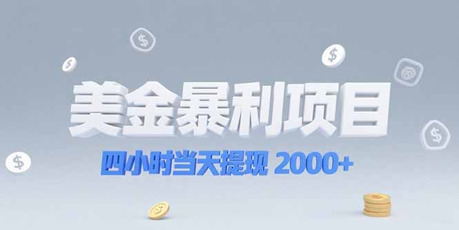 美金暴利项目，四小时当天提现 2000+机会留给会选赛道的人-叮当猫聊项目