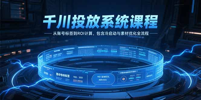 千川投放系统课程，从账号标签到ROI计算，包含冷启动与素材优化全流程-叮当猫聊项目