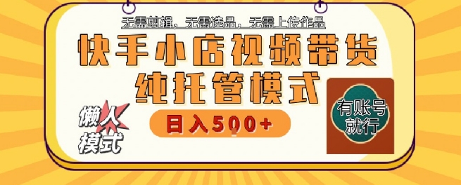 快手小店托管代运营，无需剪辑，无需选品，无需上传作品，全程无需操作，轻松月入5k+【揭秘】-叮当猫聊项目