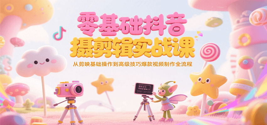 零基础抖音短视频拍摄剪辑实战课，从剪映基础操作到高级技巧爆款视频制作全流程-叮当猫聊项目