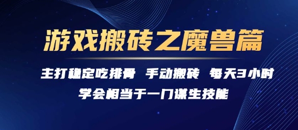 游戏搬砖之魔兽篇，稳定吃排骨每天3小时【揭秘】-叮当猫聊项目