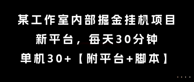 某工作室内部掘金挂G项目，新平台，每天30分钟，单机30+【揭秘】-叮当猫聊项目