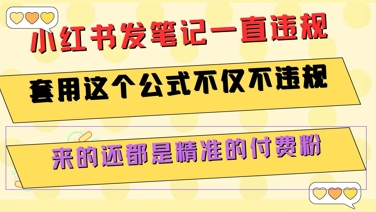 小红书发笔记一直违规，套用这个公式不仅不违规，来的还都是精准的付费粉-叮当猫聊项目