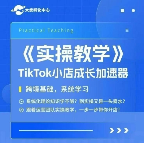 大卖家孵化中心TikTok实操课，TikTok小店成长加速器，跨境基础系统学习，一步一步带你开店-叮当猫聊项目