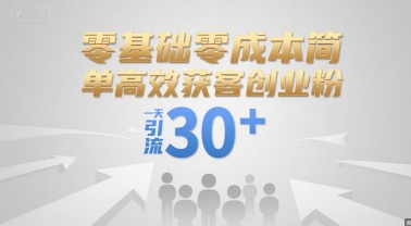 零基础零成本简单高效获客创业粉，一天引流30+-叮当猫聊项目