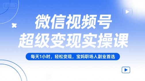 微信视频号超级变现实操课，每天1小时，轻松变现，宝妈职场人副业首选-叮当猫聊项目