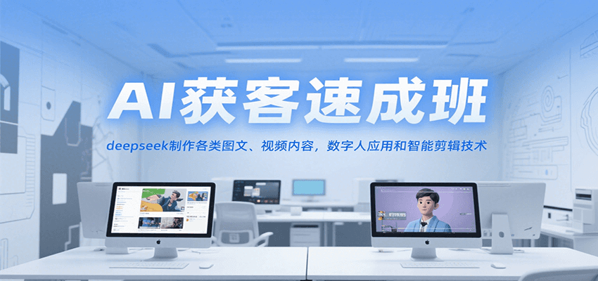 AI获客速成班，deepseek制作各类图文、视频内容，数字人应用和智能剪辑技术-叮当猫聊项目