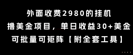 外面收费2980的挂G撸美金项目，单日收益30+美金，可批量可矩阵【揭秘】-叮当猫聊项目
