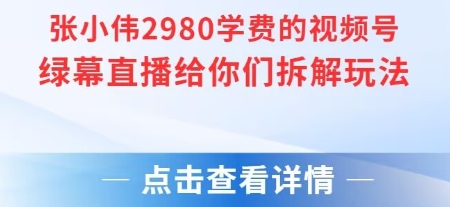 张小伟2980付费额视频号绿幕直播给你们拆解玩法-叮当猫聊项目