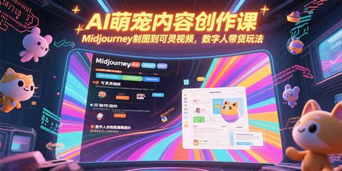 AI萌宠内容创作课，Midjourney制图到可灵视频，数字人带货玩法-叮当猫聊项目