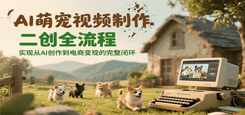 AI萌宠视频制作二创全流程，实现从AI创作到电商变现的完整闭环-叮当猫聊项目