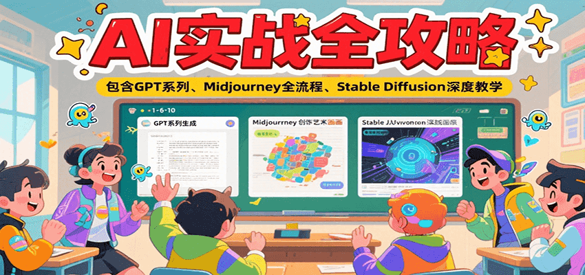 AI实战全攻略，包含GPT系列、Midjourney全流程、Stable Diffusion深度教学-叮当猫聊项目