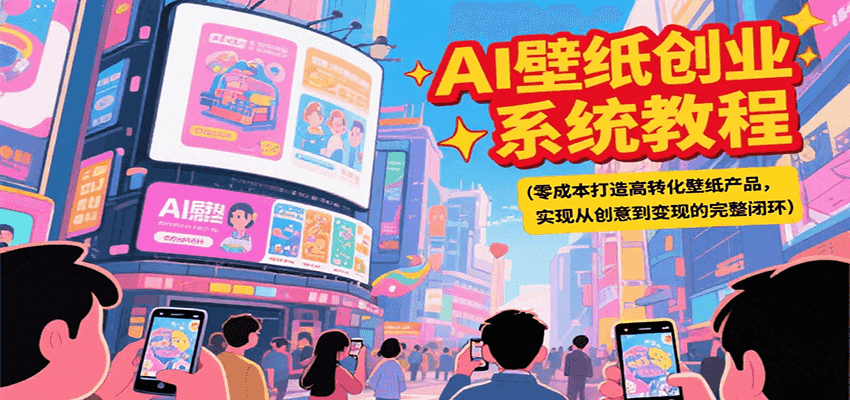 AI壁纸创业系统教程，零成本打造高转化壁纸产品，实现从创意到变现的完整闭环-叮当猫聊项目