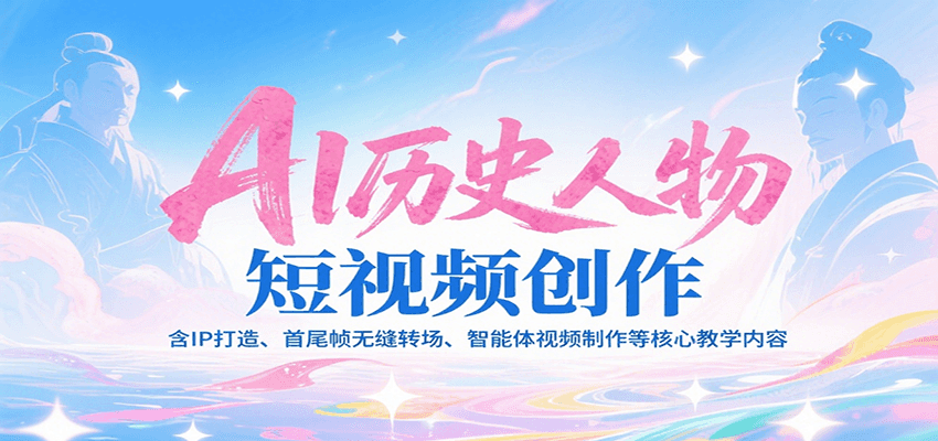 AI历史人物短视频创作，含IP打造、首尾帧无缝转场、智能体视频制作等核心教学内容-叮当猫聊项目