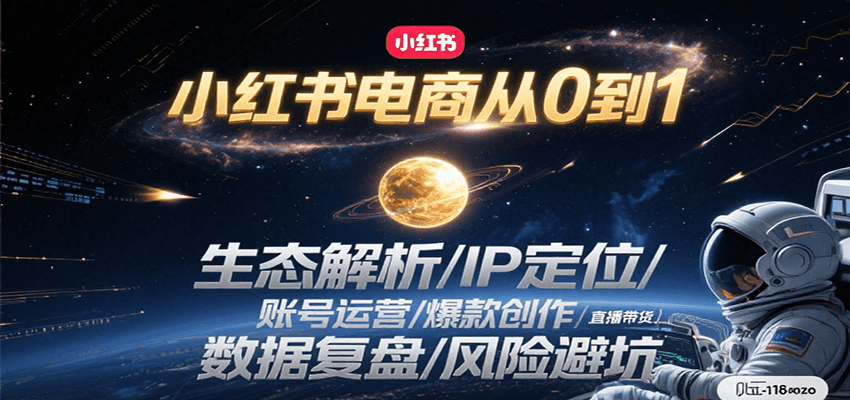小红书电商从0到1：生态解析/IP定位/ 账号运营/爆款创作/直播带货/数据复盘/风险避坑-叮当猫聊项目