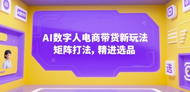 AI数字人电商带货新玩法，矩阵打法，精进选品-叮当猫聊项目