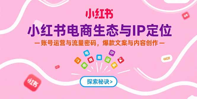 小红书电商生态与IP定位，账号运营与流量密码，爆款文案与内容创作-叮当猫聊项目