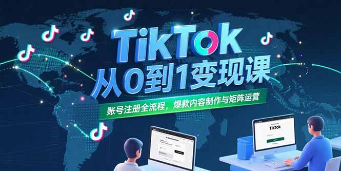 TikTok从0到1变现课，账号注册全流程，爆款内容制作与矩阵运营-叮当猫聊项目