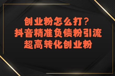 创业粉怎么打？抖音精准负债粉引流，超高转化创业粉-叮当猫聊项目