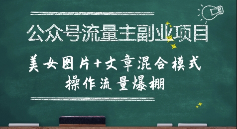 公众号流量主副业项目，美女图片+文章混合模式操作流量爆棚-叮当猫聊项目