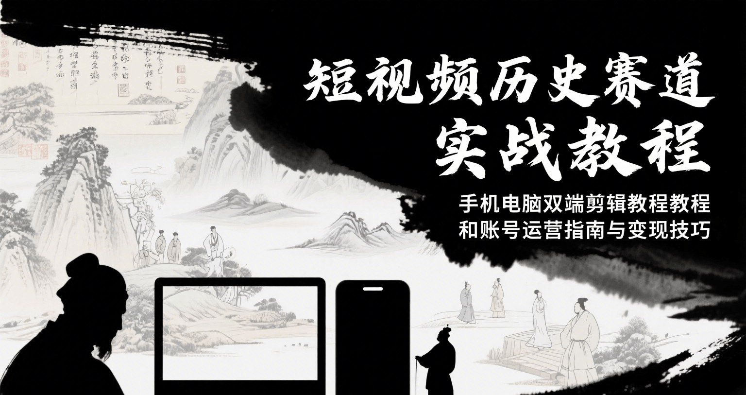 短视频历史赛道实战教程，手机电脑双端剪辑教程和账号运营指南与变现技巧-叮当猫聊项目