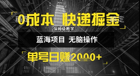 0成本快递掘金玩法，日入1k+，小白30分钟上手，收益嘎嘎猛【揭秘】-叮当猫聊项目