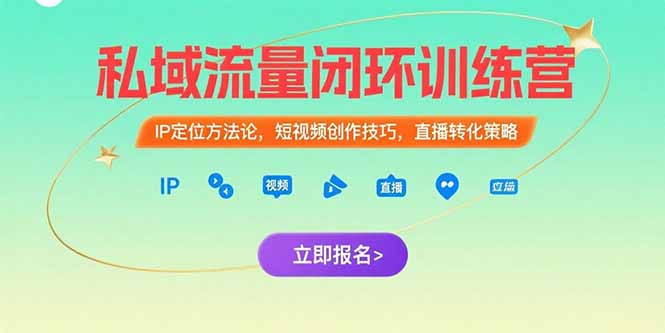 私域流量闭环训练营：IP定位方法论，短视频创作技巧，直播转化策略-叮当猫聊项目