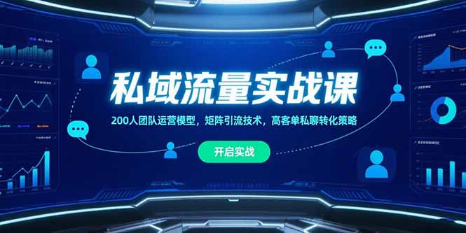 私域流量实战课，200人团队运营模型，矩阵引流技术，高客单私聊转化策略-叮当猫聊项目