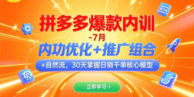 拼多多爆款内训-7月 内功优化+推广组合+自然流 30天掌握日销千单核心模型-叮当猫聊项目