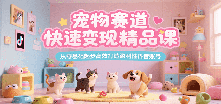 宠物赛道快速变现精品课，从零基础起步高效打造盈利性抖音账号-叮当猫聊项目