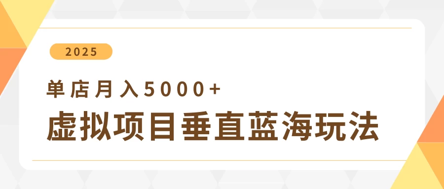 4月虚拟项目垂直玩法，冷门爆品+垂直蓝海，单店月入5000+-叮当猫聊项目